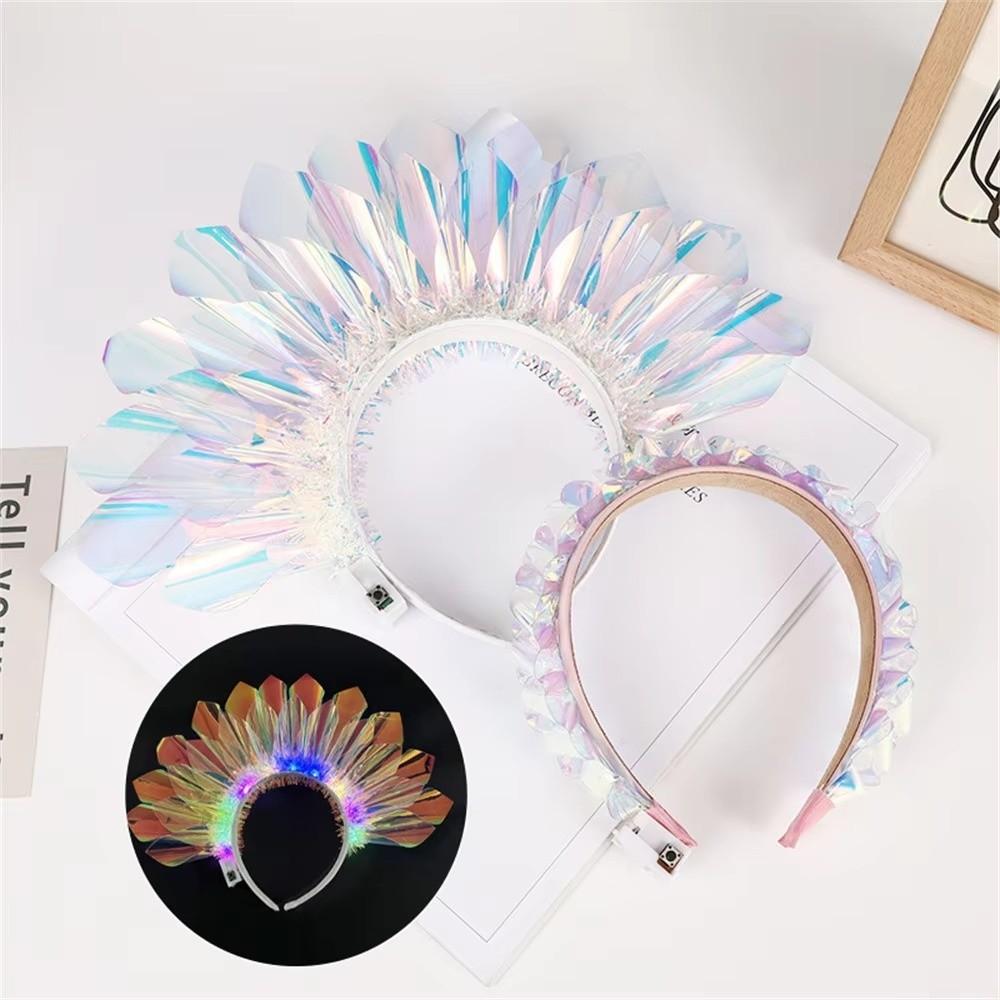 Flashing Light Up Hair Hoop LED Glowing Crown Luminous Laser Headband  Christmas Celebration