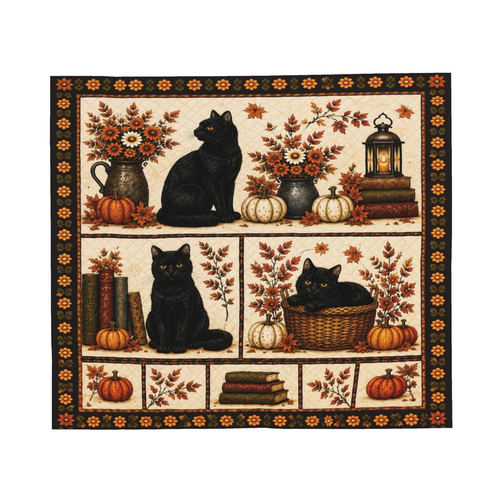 Halloween Black Cats Flannel Blankets Witchy Spooky Novelty Throw Blanket for Sofa Bedding Lounge 150*125cm Bedspreads