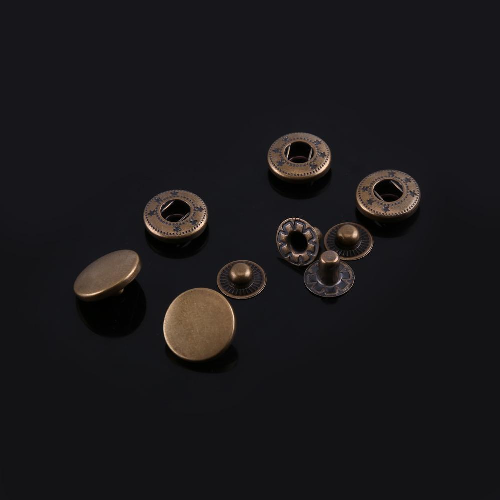 30 Sets 15mm Antique Brass Snap Fasteners Popper Press Stud Button   Fixing Tool Kit