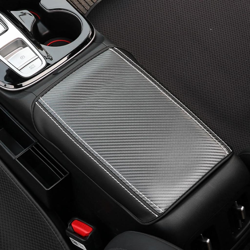 Car Center Console Armrest Cover for Hyundai Tucson 2022 2023 Leather Anti-Scratch Central Box Lid Protector Cushion Interior Accessories-Carbon
