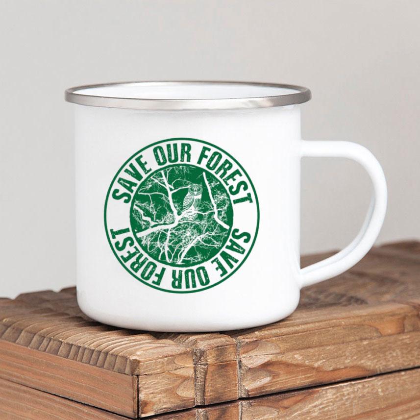 Caneca de café esmaltada Forest Camp Adventure Together Camping Cup Ideia de presente para campista Canecas de fogueira ao ar livre Festival ao ar livre Viagem
