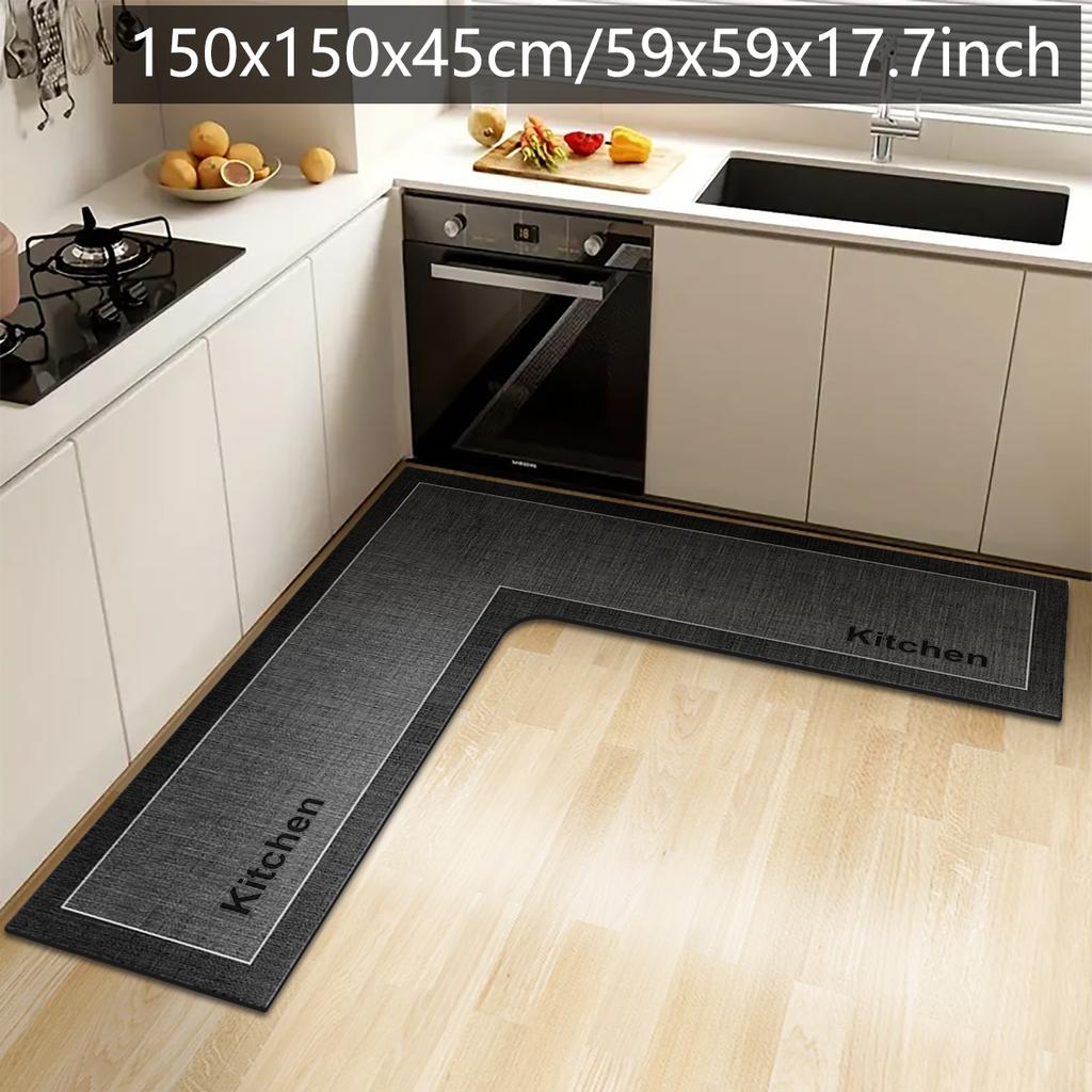 Einfache Küchen-Anti-Rutsch-Bodenmatte L-förmige Eckmatte Badezimmer saugfähige Fußmatte Kieselgur bedruckte Matte Fußmatte