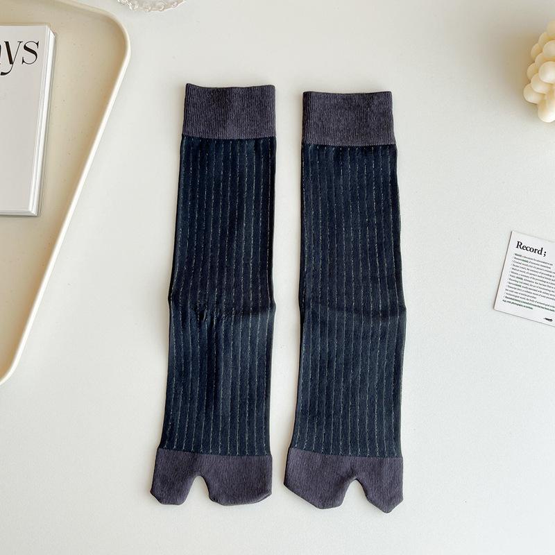

Solid Color Thin Spring And Summer Finger Medium Tube Stacking Socks Two-Toed Pig Nose Shoes Clogs Women S Socks Calf Pit Strip Stockings One size fits all темно-серого
