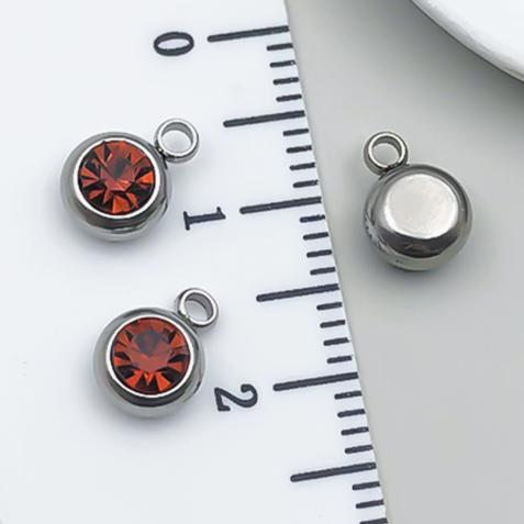 12pcs Mix Birthday Pendant Round Stainless Steel Rhinestone Charms For Jewelry Making Supplies DIY Necklace Bracelets Materials