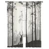 Reindeer Pine Tree Silhouette Tulle Curtains For Living Room Sheer Curtains For Bedroom Kitchen Window Curtain
