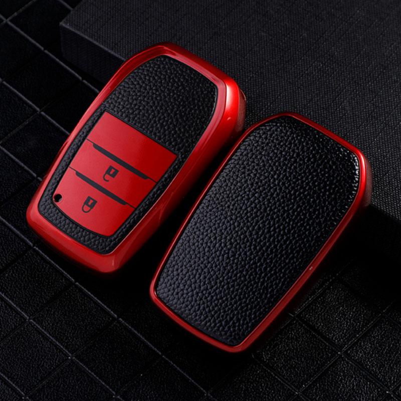 FOR Toyota Corolla Chr Aygo Rav4 FOR Hilux Camry 70 40 Land Cruiser 200 Crown TPU Leahter Car Smart Key Case Cover Shell Keychai