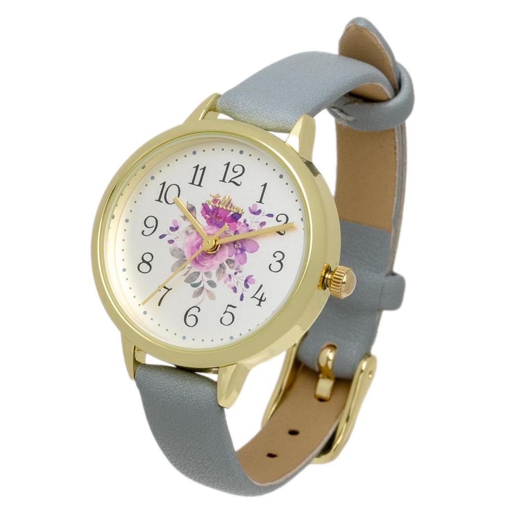 [Fieldwork] Women's Watch Analog Leather Strap Floral Pattern Blue Garden JN022-4