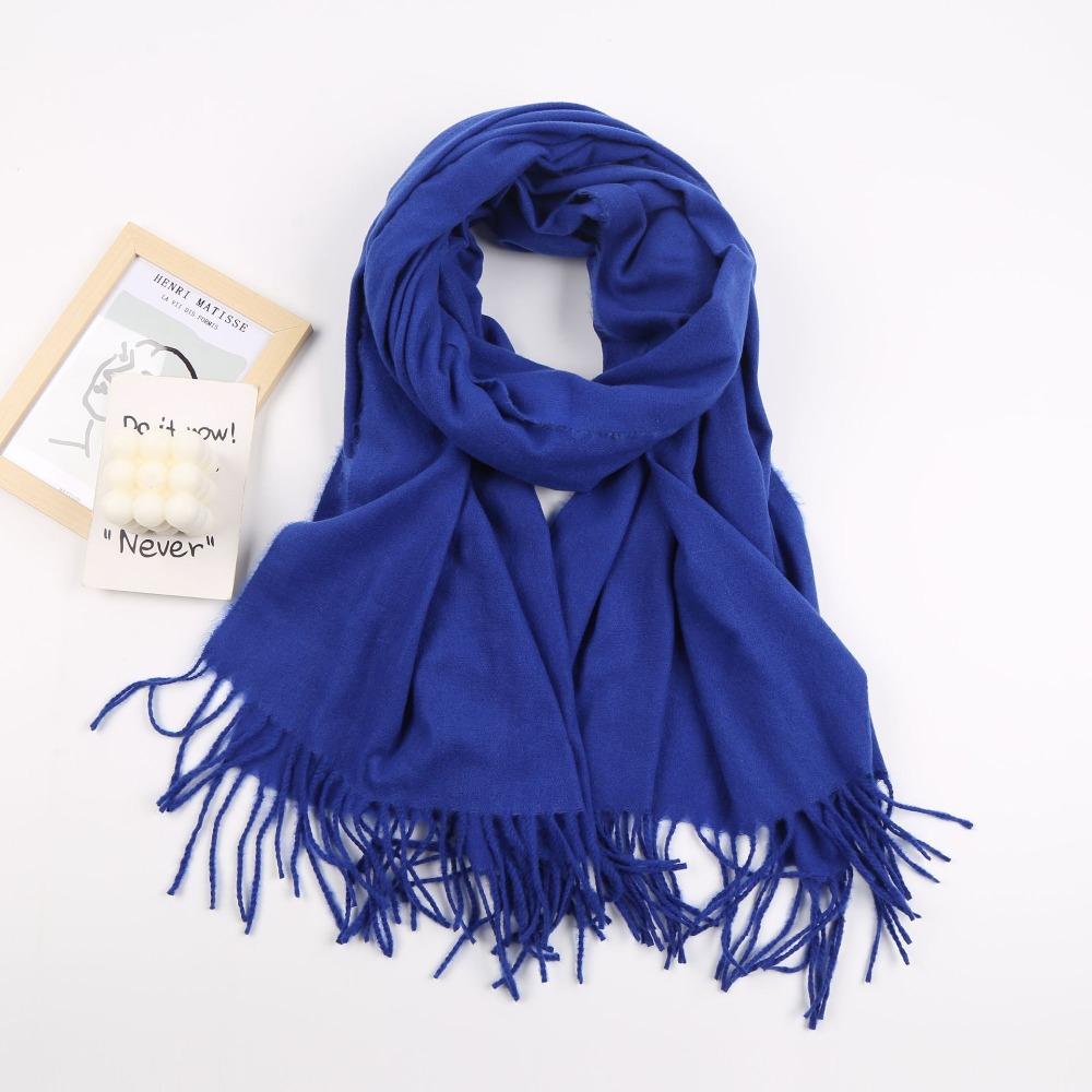 Winter Warm Solid Color Imitation Cashmere Scarf Long Thicken Neck Guard Shawl Comfortable Neck Warmer Wrap Women Girls