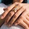 Fashion Trendy Gold Plated Stainless Steel Zircon Ring Irregular Geometric Lines Rings for Women Wedding Engagement Party Gift