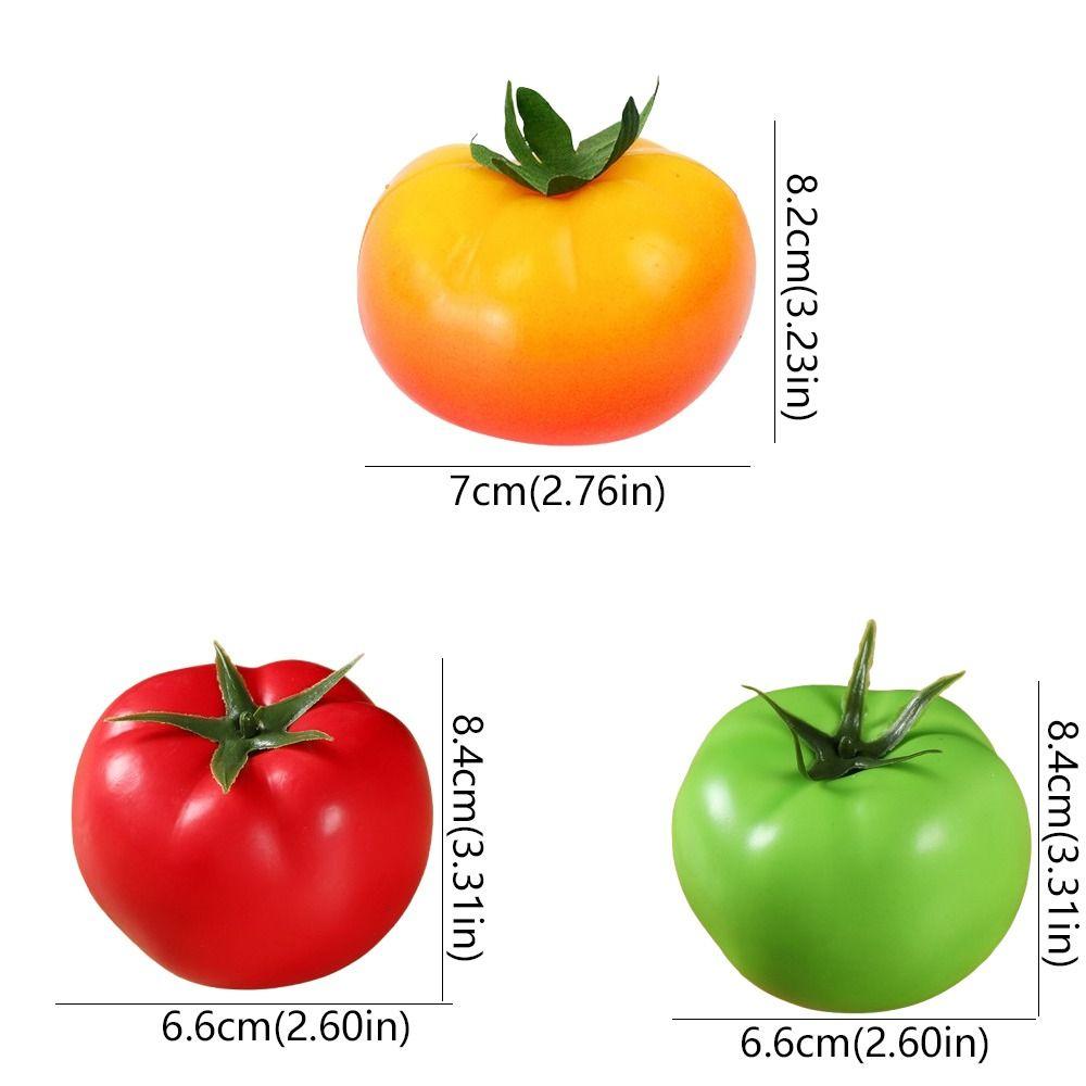 5pcs Mini Artificial Tomato Ornament Handicrafts Lifelike Simulation Tomato Model Plastic Fake Vegetables Props Home Decor