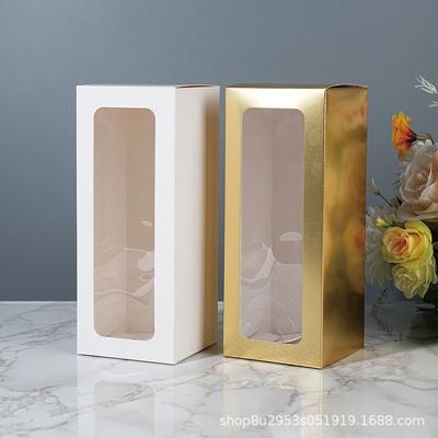 Caja de Papel de 8x8x20cm con Ventana para Copas de Vino o Velas de Aromaterapia
