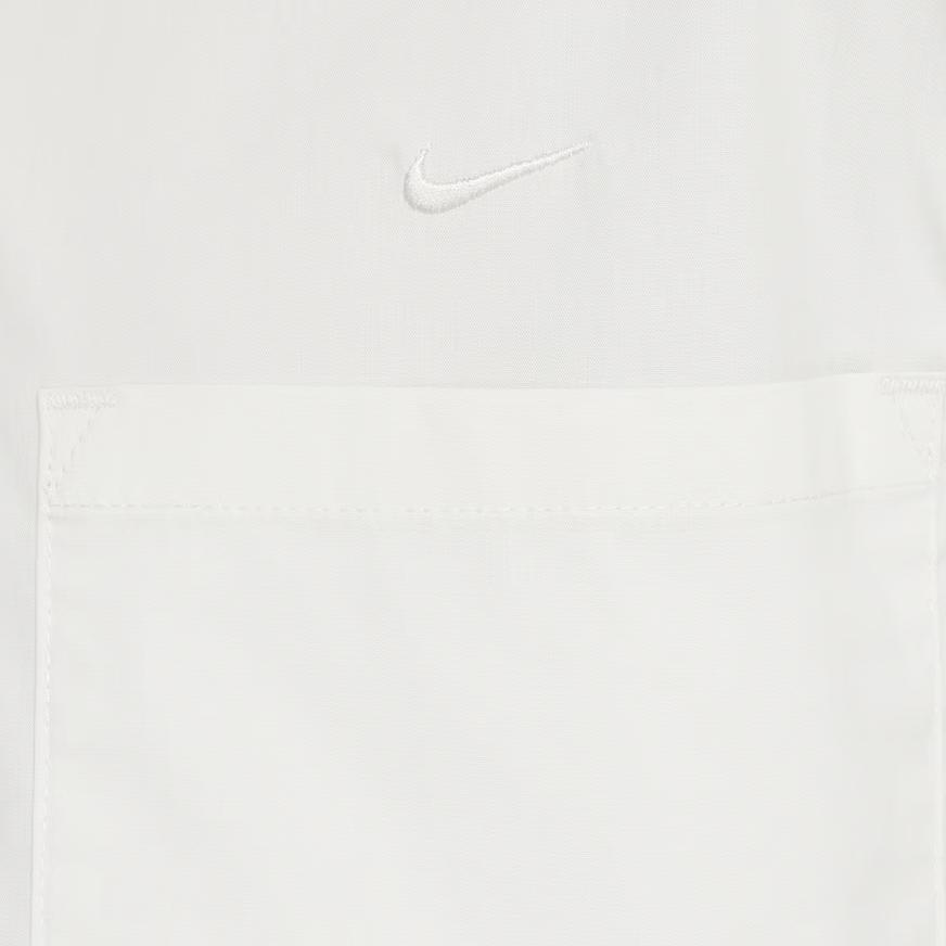 Nike Sportswear Metro Ground Solid Loose Fit Collared Short Sleeve Shirt Kids Tops Phantom-Grey White HF8054-030