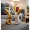 Home Decor Rabbit Statues,1 Pair, Small Decorative Accents for Shelves, Livingroom and Bedroom, Gold and White (Rabbit)