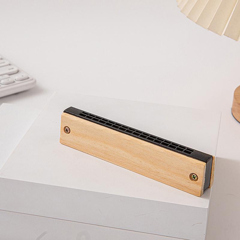 Diy White Embryo Wooden 16 Holes Little Harmonica Musical Instrument Kids Early Educational Enlightenment Toys