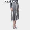 PORTS Women's Grey Pleated Midi Skirt