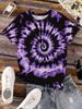 Women's gradient tie-dye short-sleeved T-shirt print, breathable crew neck casual top