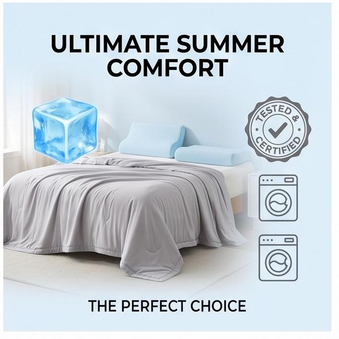 2026 Cooling Summer Blanket, Machine Washable Ice-Sense Quilt, Baby-Safe, Lightweight for Bed, Sofa, Student Dorm, Multiple Sizes