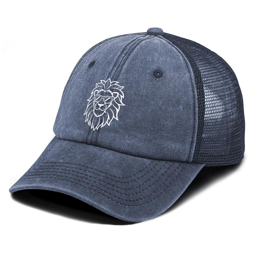 White Lion Printed Snapback Baseball Cap Adjustable Summer Breathable Simple Distressed Cap For Gifts Outdoor Cycling Hiking