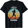 Funny Sarcastic Mens I Hate Running Tshirt Marathon Runner Fitness Workout Tee for Guys Cotton Printed Short Sleeve Shirts Y2k