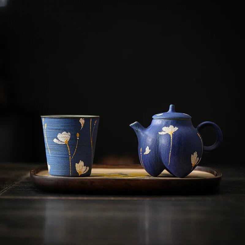 Hand-painted Gesang Pollen Ceramic Tea Cup Chinese High Legged Mug Rough Single Master Cup Special Tea Mug Kung Fu Teaset Gift
