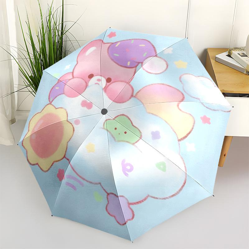 

1pc Cloudy Adventure: Cute Bear Cloud Print Umbrella - Automatic Opening/Closing, Foldable Design, Outdoor Use, Festive Gift for Fans & Travelers.Q081