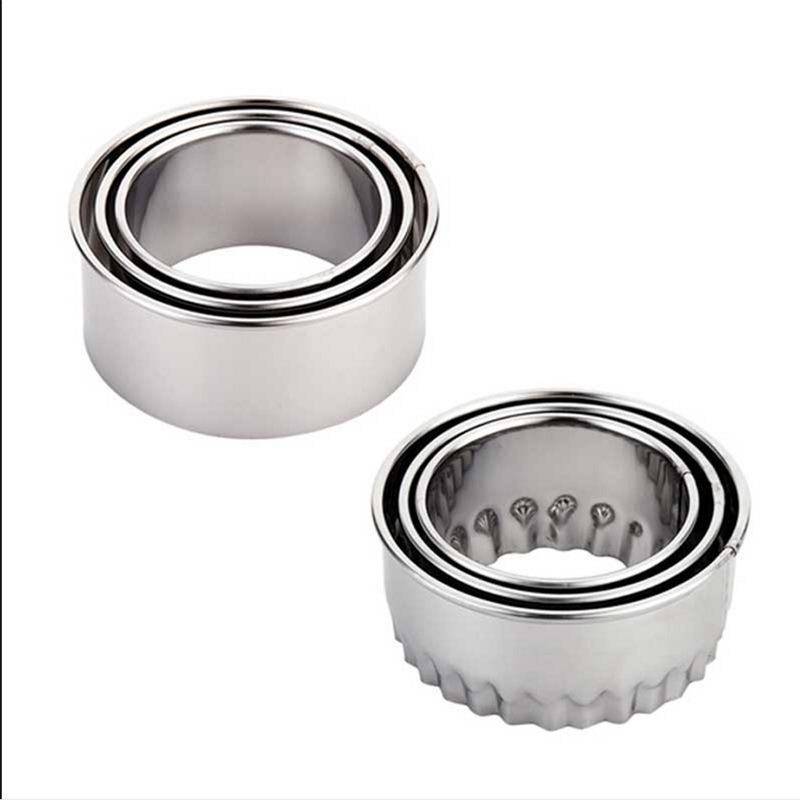 3pcs/set Stainless Steel Circle Mold & Hand Press Set - Perfect for Cookies, Dumplings, and More - Essential Baking Tools
