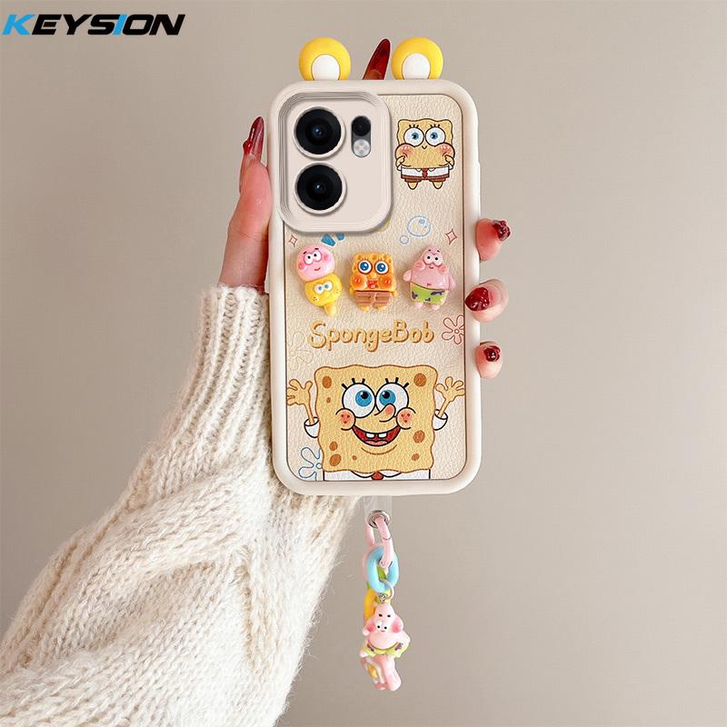 

KEYSION Cute Ear 3D Cartoon Case for OPPO Reno13 F 5G with Bracelet Soft Silicone Shockproof Phone Cover for OPPO Reno 13F 5G for OPPO Reno13 F 5G