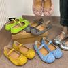 French Bow Sweet Ballet Shoes  Spring and Summer New Soft Sole with Skirt Jk Mary Jane Small Leather Shoes