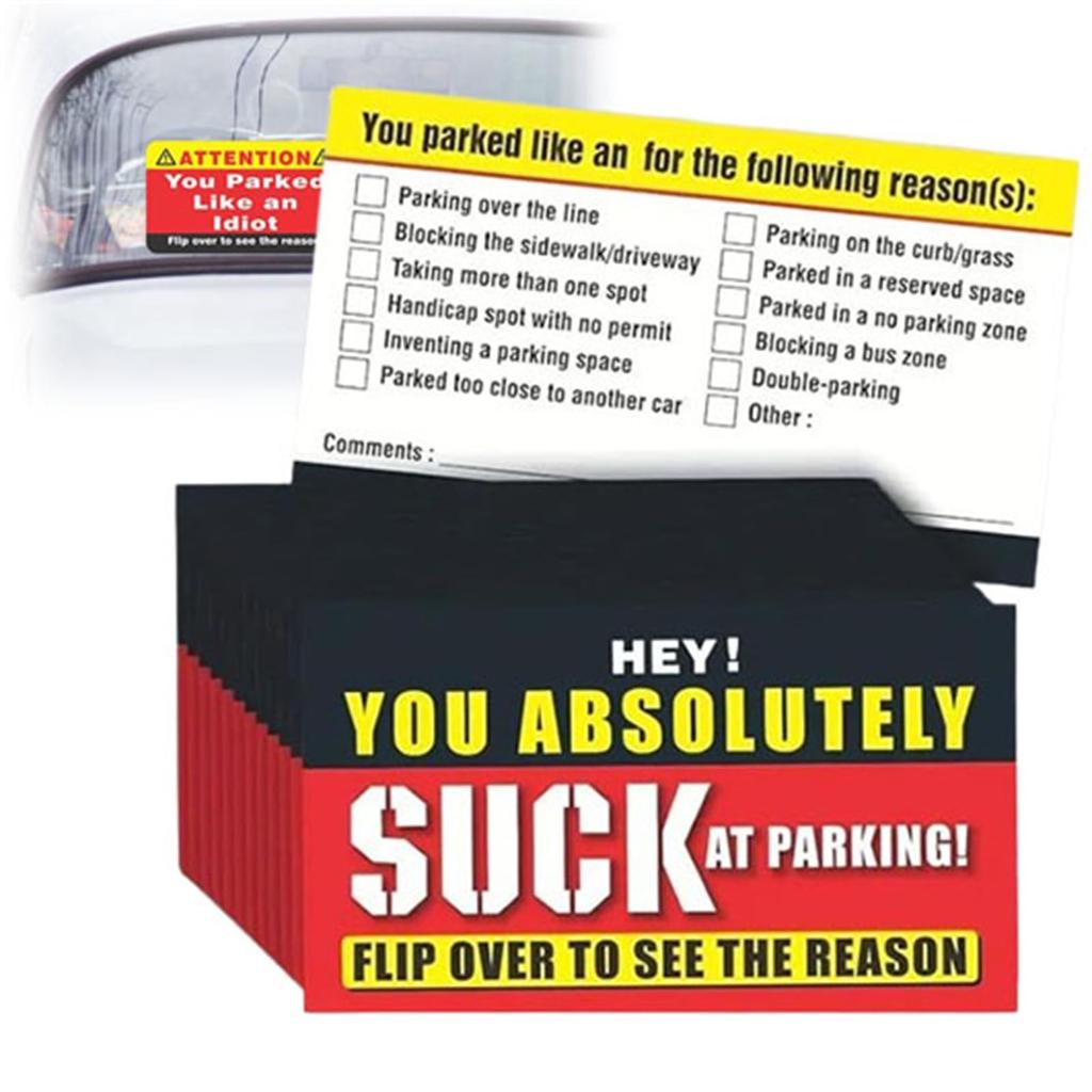 Parking Cards, You Absolutely Suck At Parking Cards, Parking Cards, Funny Parking Violation Tickets, Funny Hilarious Prank(50PC)