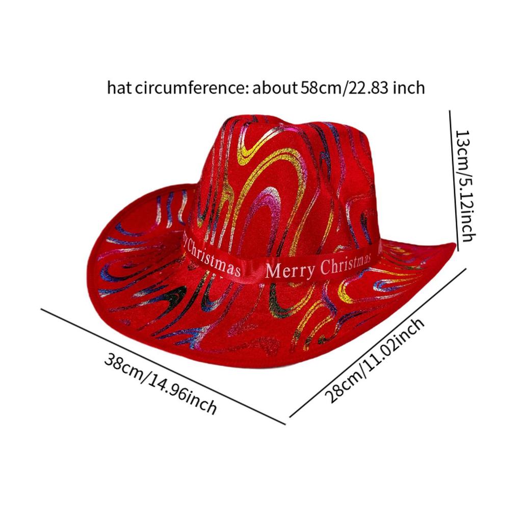 Christmas Cowboy Hat Fashion Casual Christmas Hat for Festivals Prop Cosplay