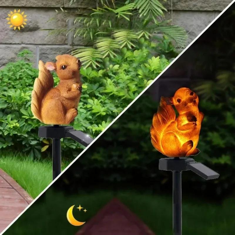 1 Pack Outdoor Solar LED Light Squirrel Light Waterproof Garden Landscape Squirrel Shape Decorative Light for Garden Yard