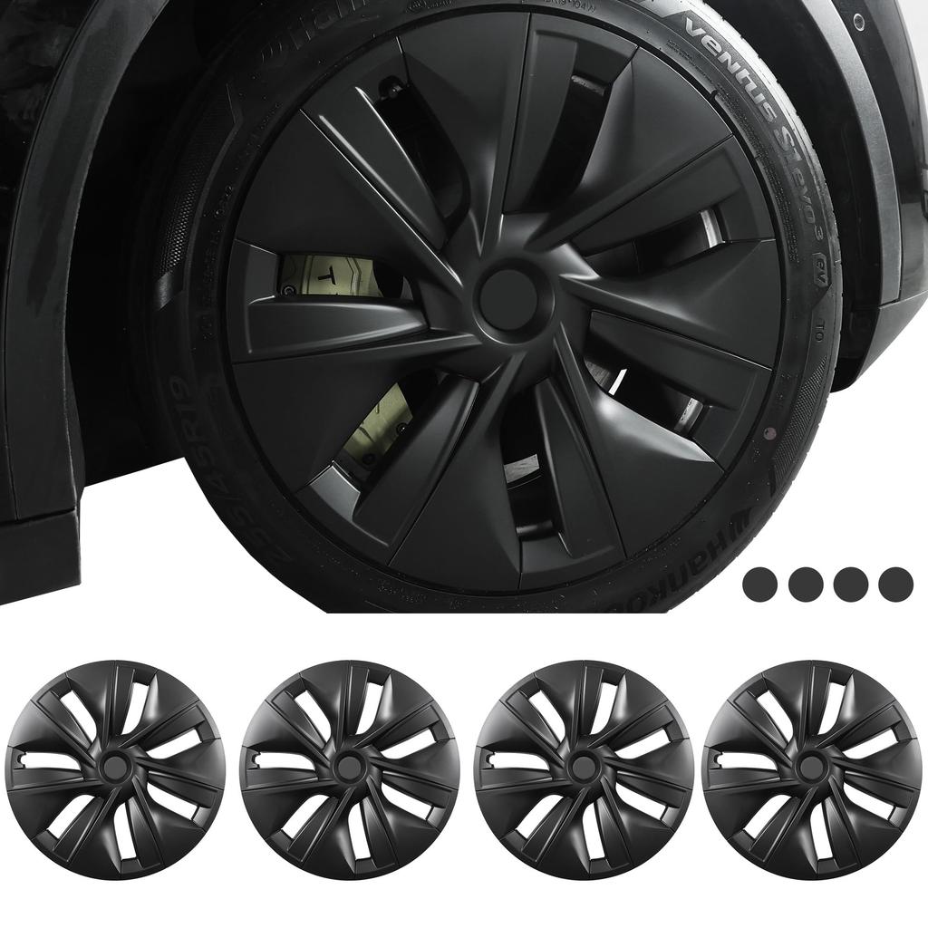 Matte Black 19 Inch Wheel Covers for Tesla Model Y 2021-2024 Hubcaps Tesla Model Y Accessories 2024