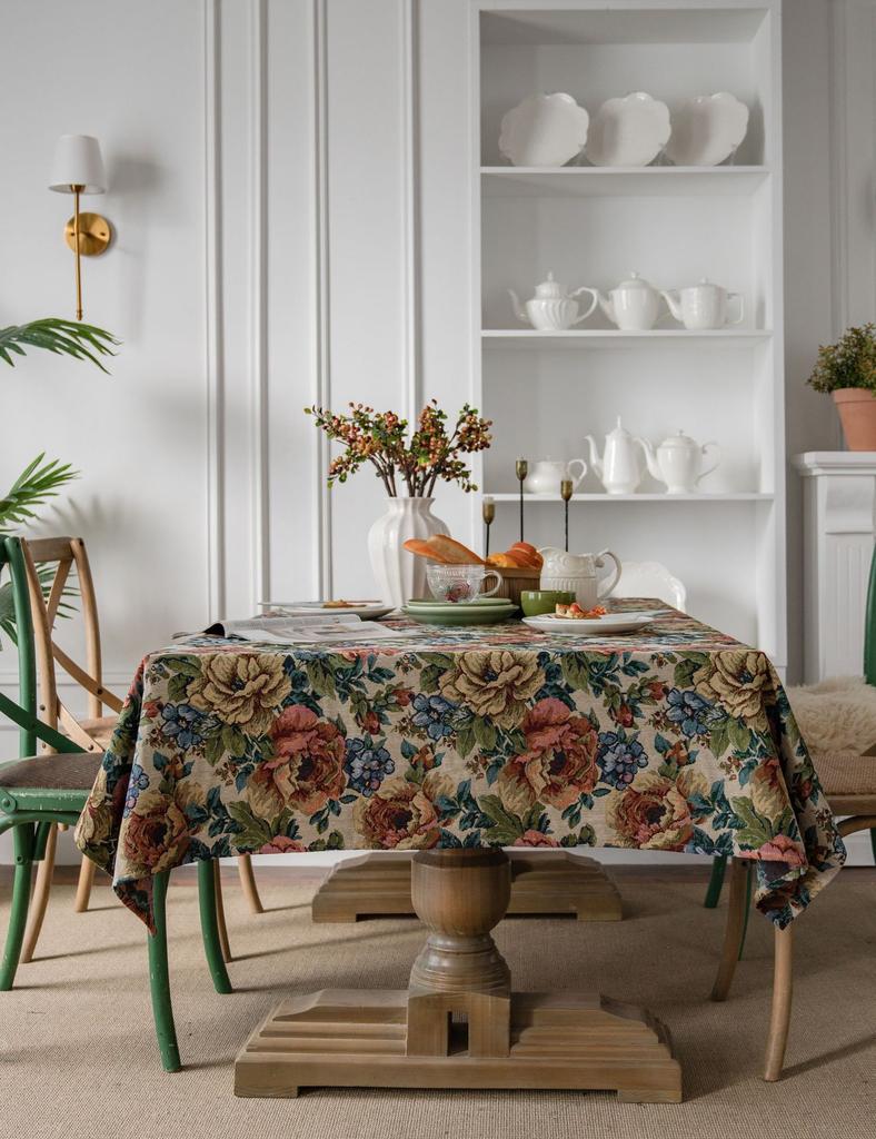 Table Cloth American Colored Jacquard Tablecloth with Double-sided Pattern Thick Tablecloth Geometric Bohemian Style