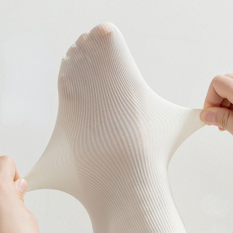 10 Pairs Stacked Socks Medium Tube Solid Color Ice Silk Women's Socks Casual Socks Comfortable and Breathable Kawaii Socks