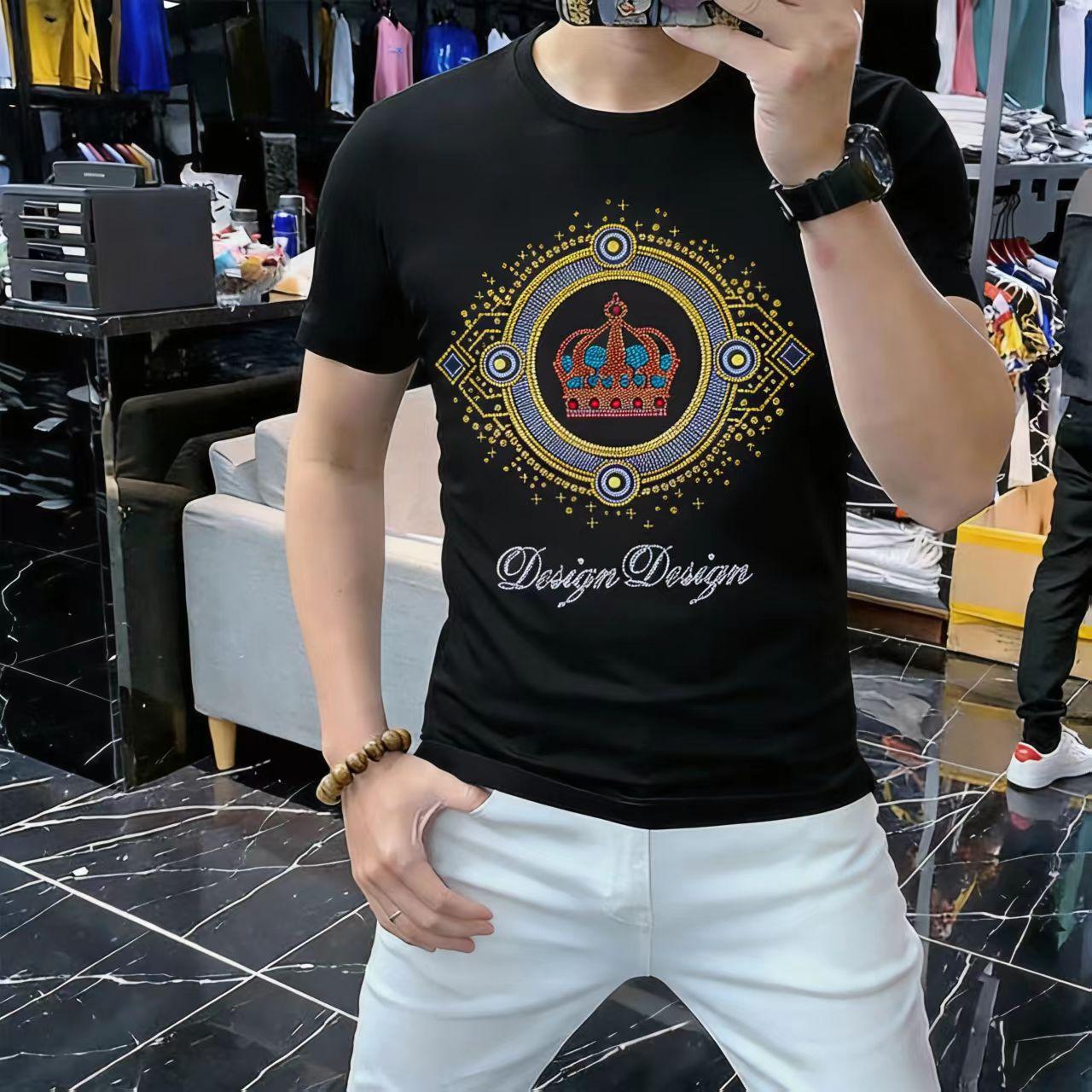 

Summer Men s T-shirt Thin and Versatile Solid Color Short Sleeved T-shirt Men s Top M чорний