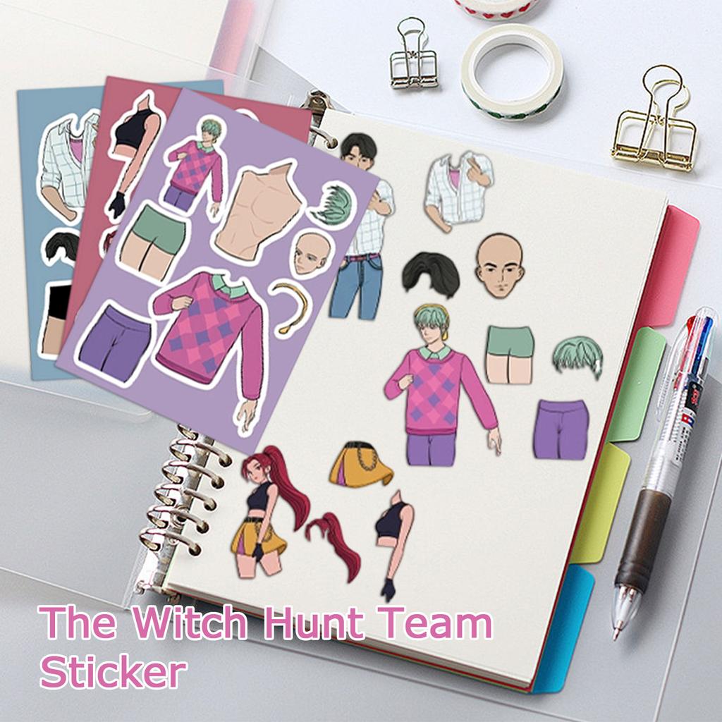 8 Pieces Of Witch Girl Group Stickers Hand Account Cutting Film Package Handmade Decorative Stickers