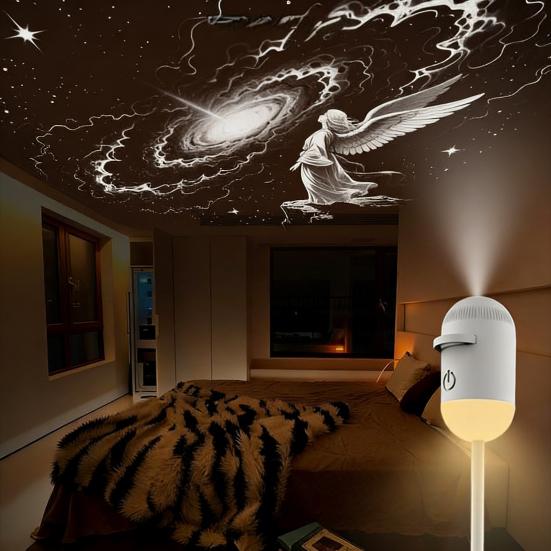Starry Sky Projector Lamp Touch Control Night Light with Adjustable Brightness USB Portable 2-in-1 LED Nightlight for Kids Bedroom Car