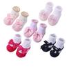 Chaussettes Bébé Filet Rayé Dessin Animé Nœud - Mignon Style Européen & Américain