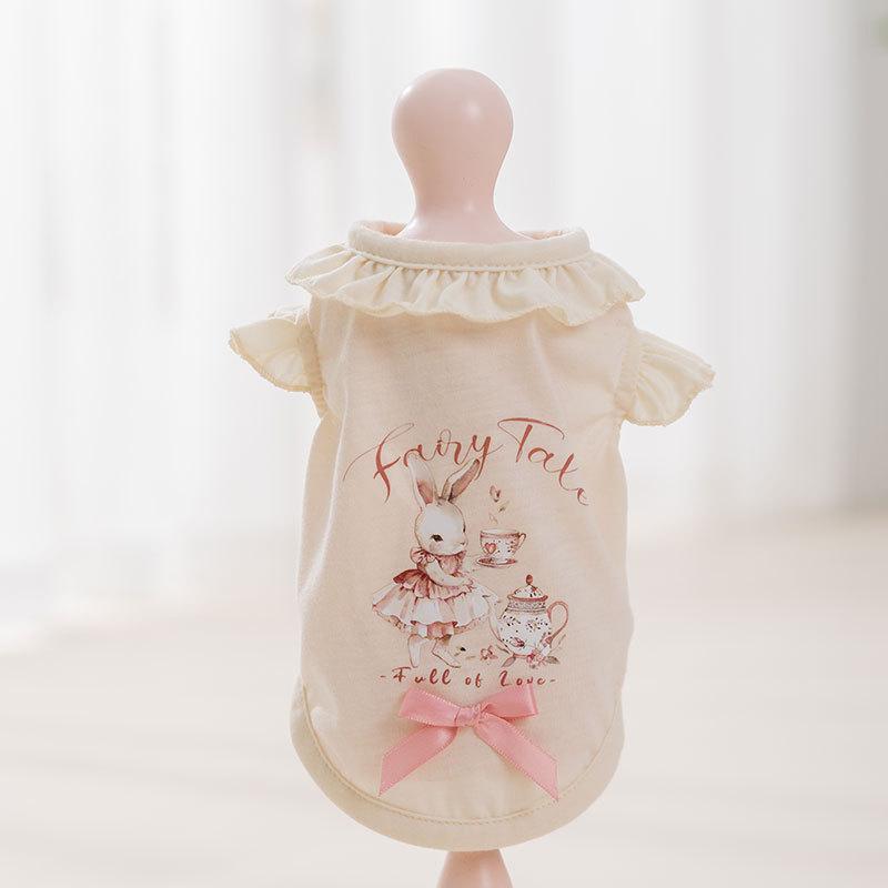 New spring and summer thin cat clothes, fungus lace flying sleeve vest, kittens, puppies, hairless cats, pet clothes