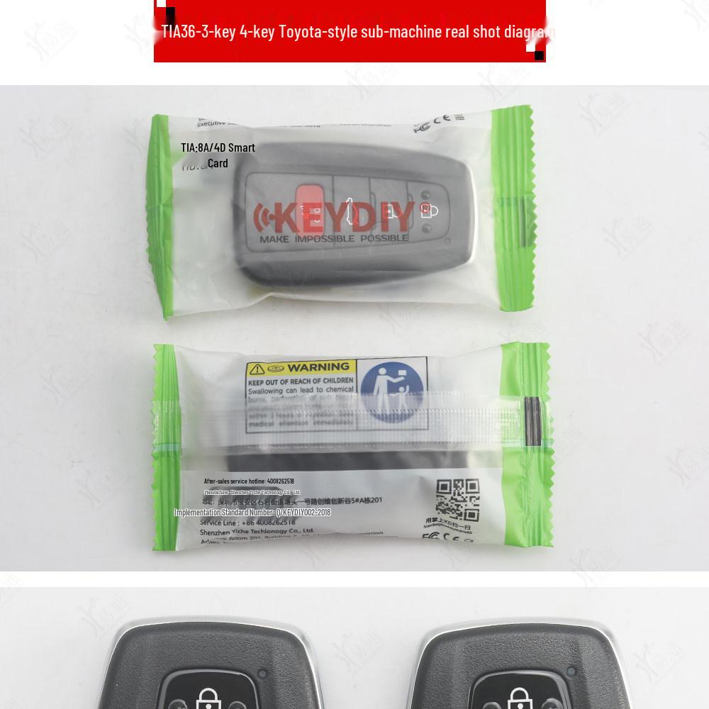 KD TIA36-4 Button Smart Card Key for New Toyota Models 8A 4D Remote Control X3
