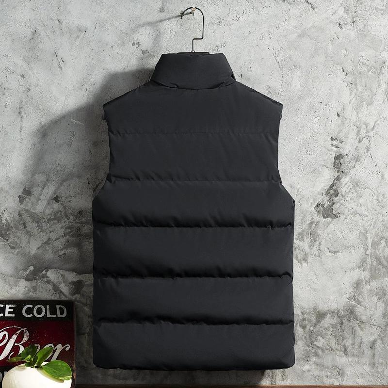 Vest Men's Autumn and Winter Thickened Down Cotton Waistcoat Casual Stand-up Collar Large Size Cotton Coat Vest Jacket