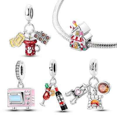 Miedziane Ciepłe Czekoladowe Zawieszki Domek z Cukierkami Koraliki Pasują do Oryginalnej Bransoletki Biżuteria Dla Kobiet DIY Fine Jewelry Prezenty Tworzenie