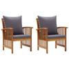 Day and Night - Day and Night Garden Chairs with Cushions 2 Units Solid Acacia Wood