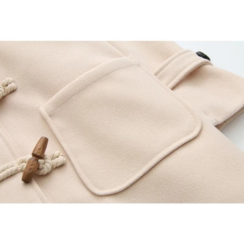 Cappotto di Lana Giubbotti da Donna Cappotti con Cappuccio Bottoni Manica Lunga Spesso Casual Y2k Streetwear Elegante Primavera Autunno Caldo