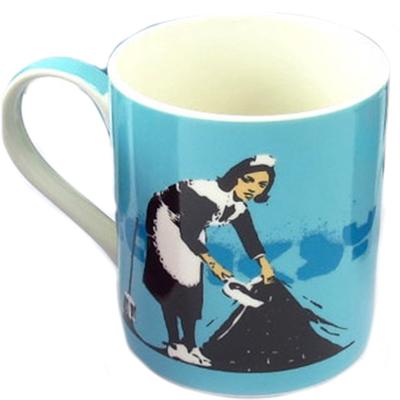 [Q8813] - Porzellantasse 'Banksy' türkis (Camden Maid) - 90x85 mm