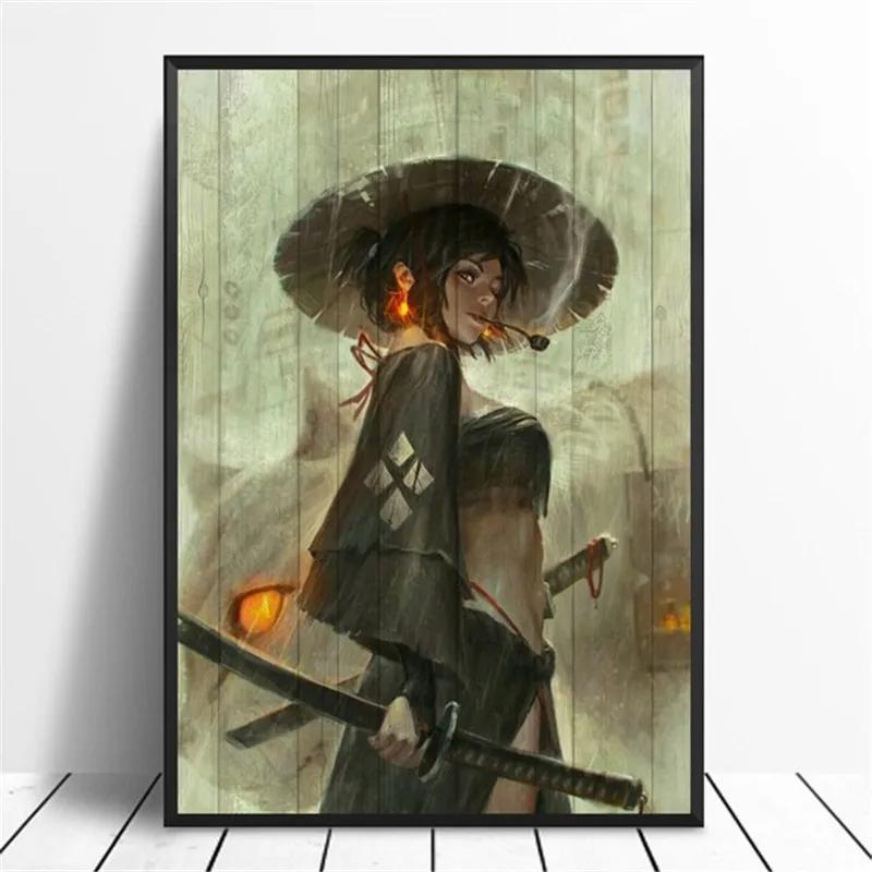 Japanese Anime Aesthetic Wall Art Game Retro Samurai HD Oil On Canvas Posters And Prints Home Bedroom Decoration Gifts