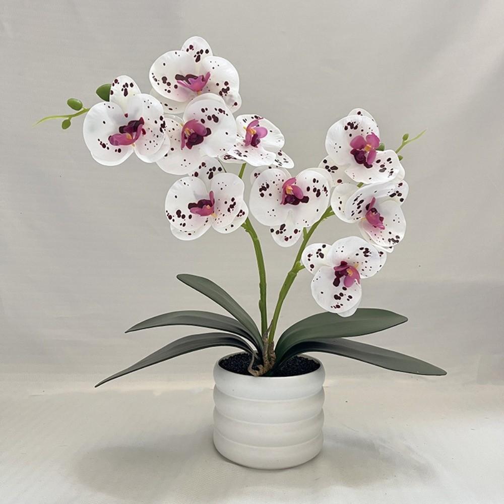 

Multi-Bloom Simulated Butterfly Orchid White Flower Pot Faux Flowers Artificial Faux Plants DIY Plastic Fake Flower Home Decor