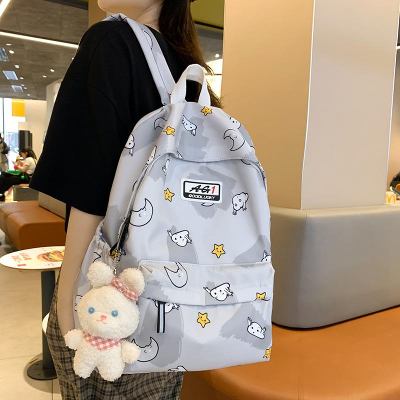 Sports Backpack Printed Student Schoolbag Large Capacity Water-resistant Outdoor Travel Backpack