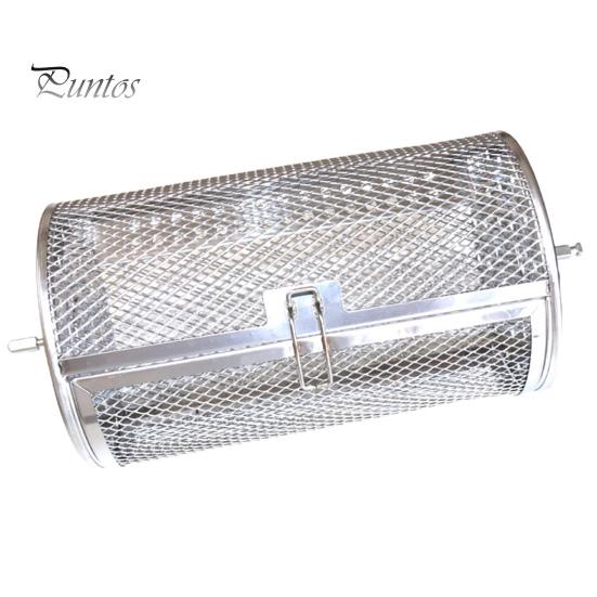 Rotating Grill Cage Stainless Steel 360 Degrees Rotating BBQ Cage Dishwasher Safe Rolling Grill Basket for Chicken Wing Vegetable Fish Even Grilling