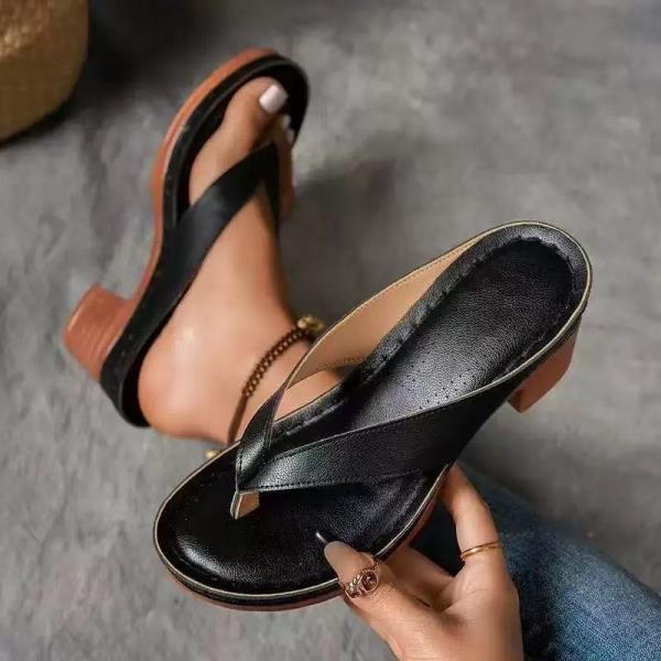 Fashion Low Shoes Hoof Heels Rome PU Fabric Rubber Shoes Low Hoof Heels Rome Rubber Fabric